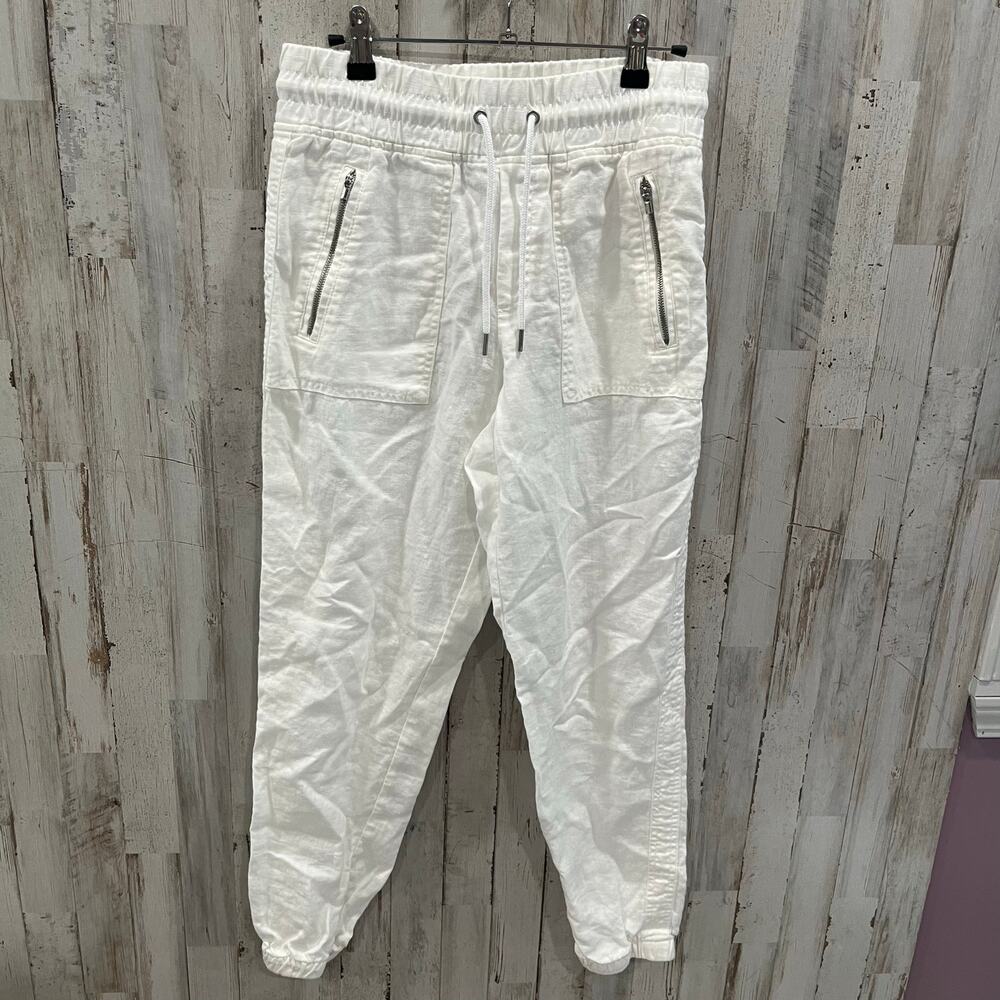 Athleta White 100% Linen Cabo Jogger Breezy Lightweight Beachy Pants Womens 4